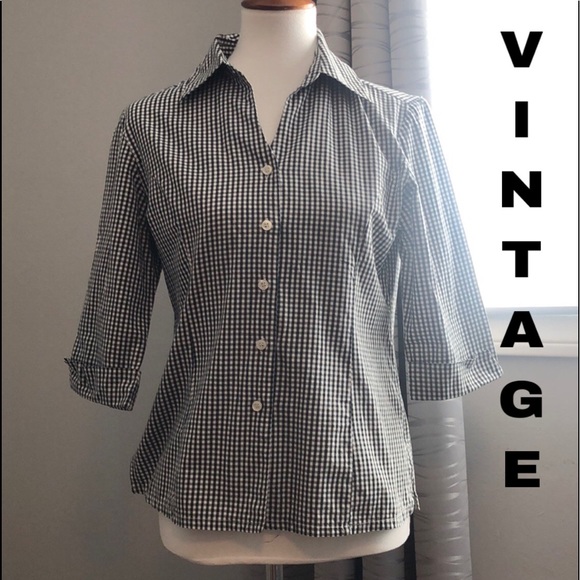 Vintage Tops - Vintage 3/4 sleeve gingham button down